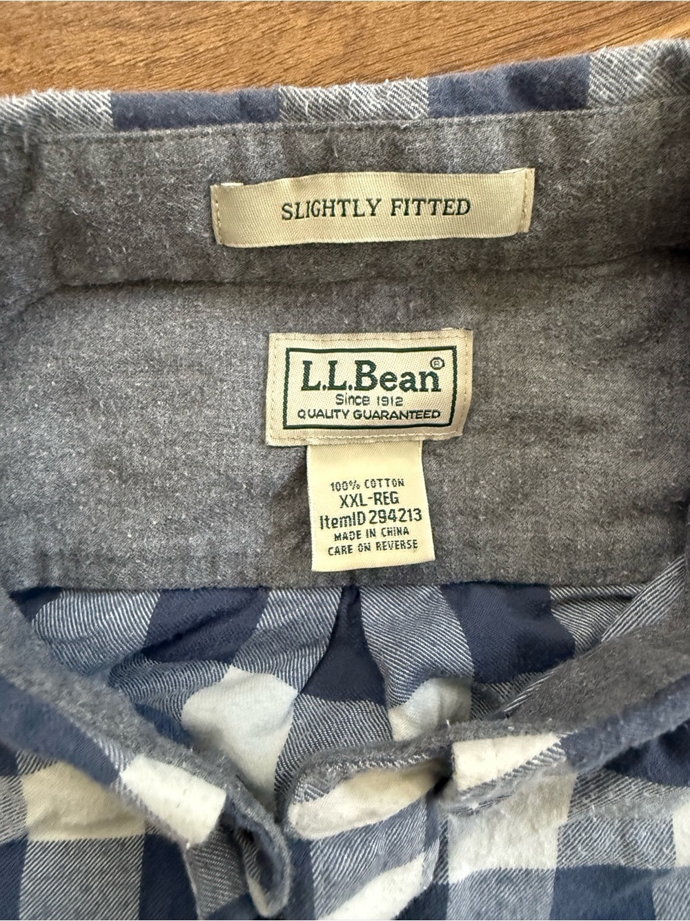 L.L.Bean Blue and White Plaid Button-Up Shirt - Picture 2 of 7